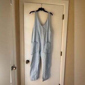 We The Free Light Blue high roller Denim Overalls